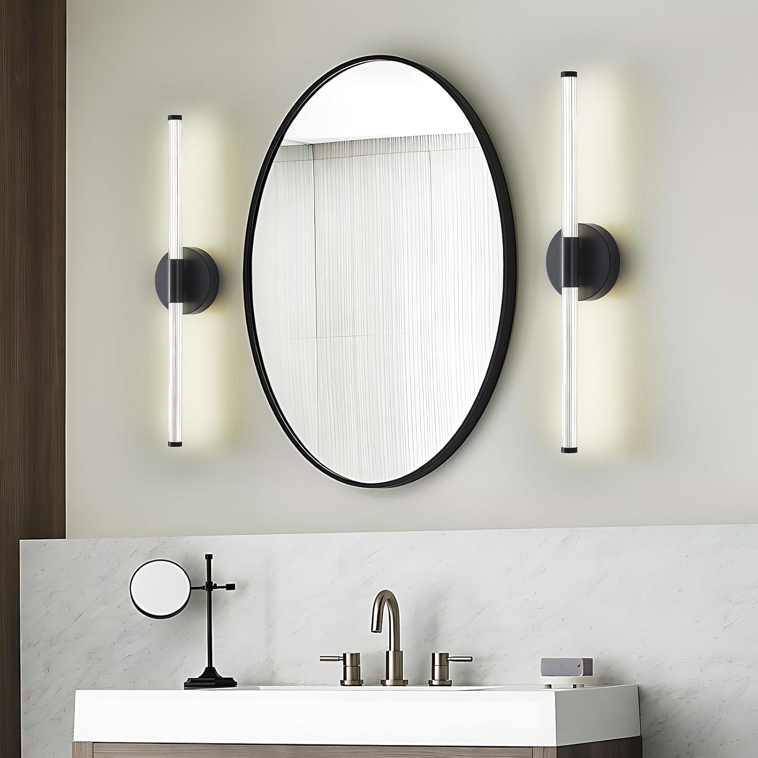 Lanhall LED Bathroom Light Fixture Modern Black Vanity Light Over Mirror Acrylic Wall Sconce Lights for Living Room, Bedroom, Bedside Brightness Dimmable 360° Full Lighting