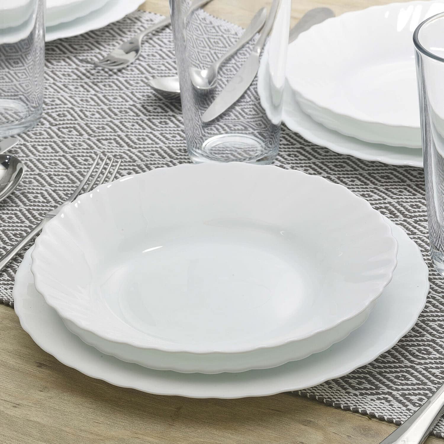 Rocco Bormioli Prima Servizio Tavola 18 Pezzi, Opale, Bianco