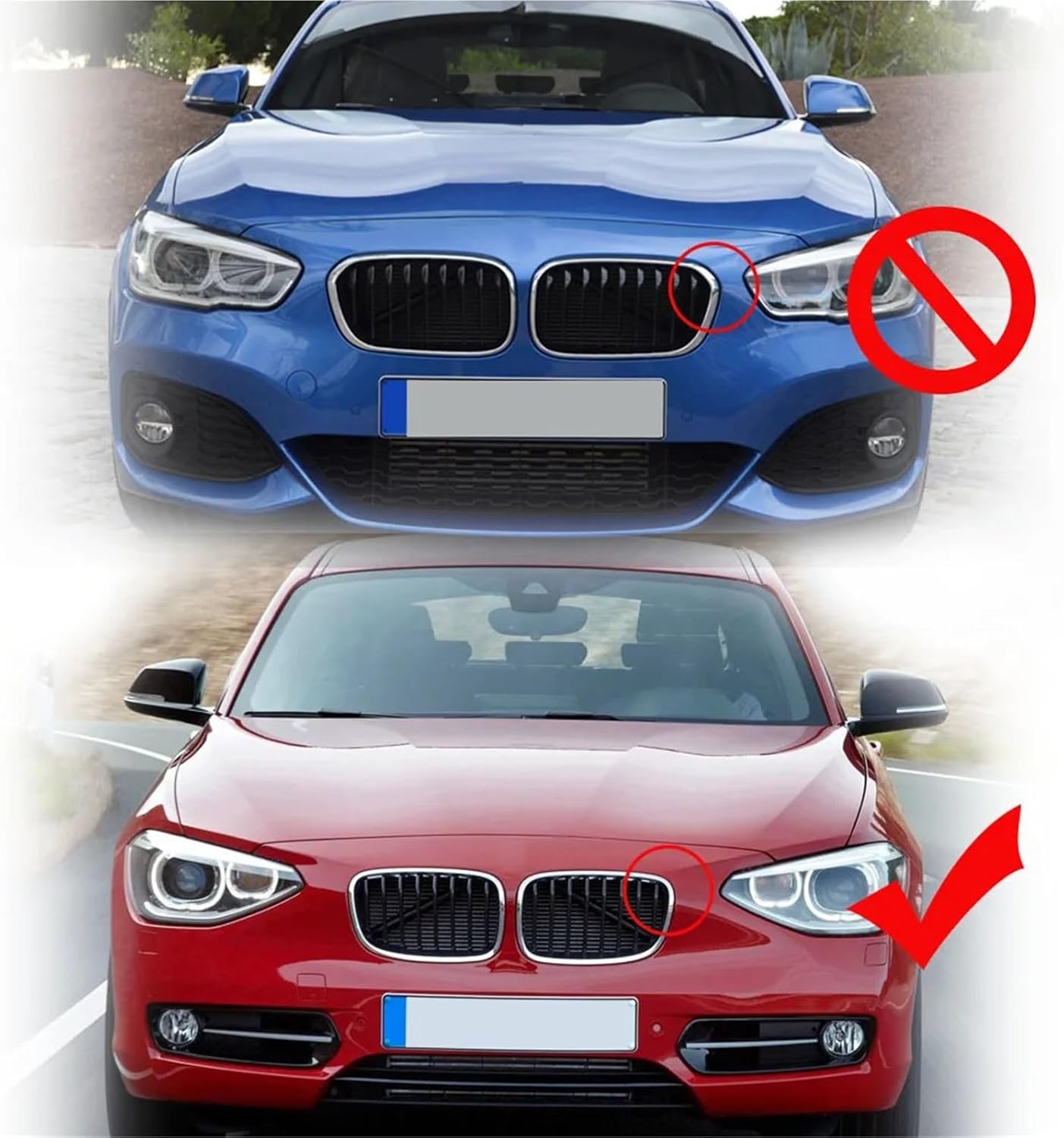 Front Kidney Grille Compatible with BMW 1 Series F20 F21 2011 2012 2013 2014 Double Slat Line Gloss Matte Black Racing Grill(Matte Black)