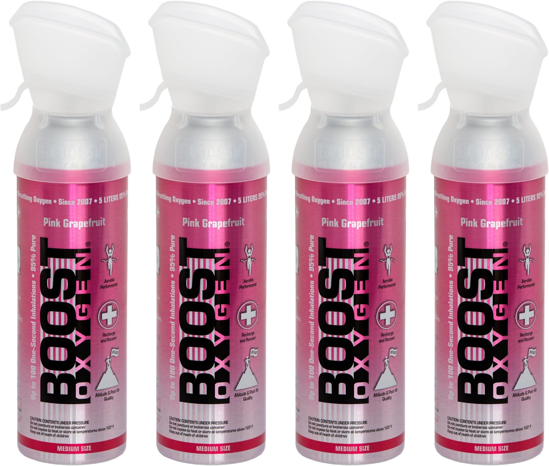 – Portable Oxygen Cylinder with 95% Oxygen - 20L, 4x5L Oxygen Canister with Oxygen Mask for More Than 400 Inhalations - Portable Oxygen Can, Oxygen for Home use (Pink Grapefruit Flavour)