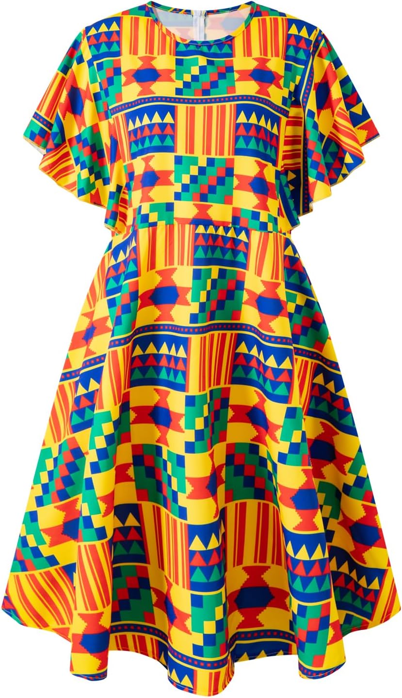 PROMOTED TO BIG SISTER Womens African Dresses Ankara Tunic Swing Dress