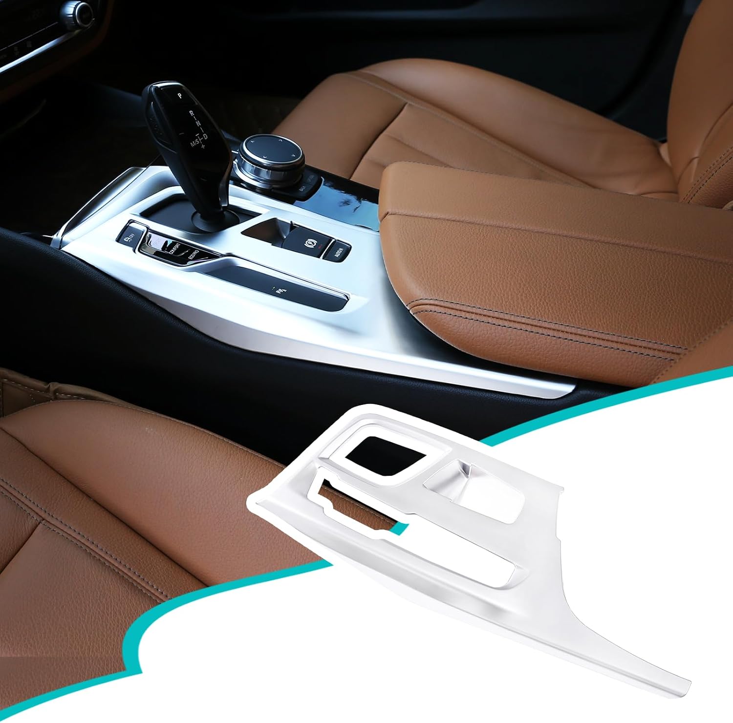 Car Center Console Gear Shift Panel Cover Trim Compatible with BMW 5 Series G30 2017-2022,Gear Frame Panel Sticker Interior Accessories (ABS，Carbon Fiber Pattern)