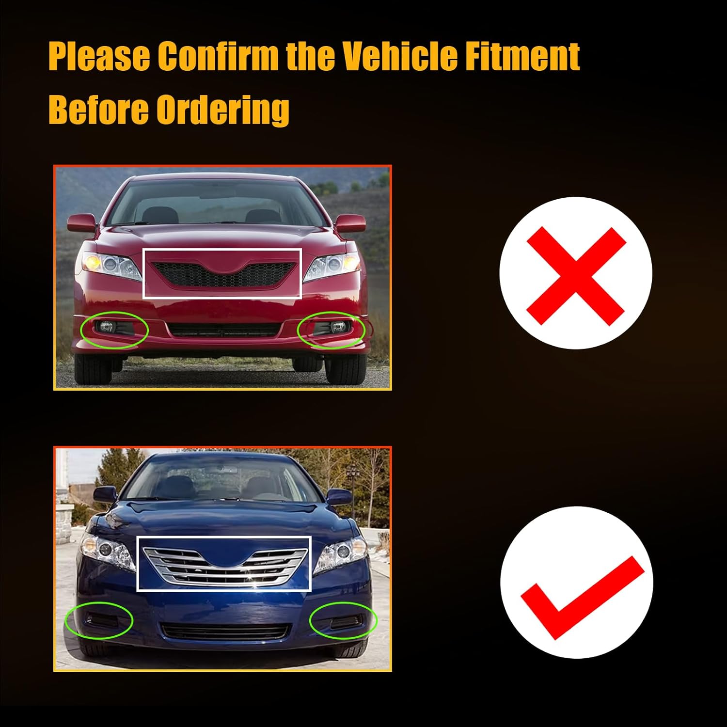 LED Fog Lights For 2007 2008 2009 Toyota Camry, Front Bumper Driving Light kit,Fog Lamps Assembly Replacement with Switch, Wiring Harness,Plug and Play