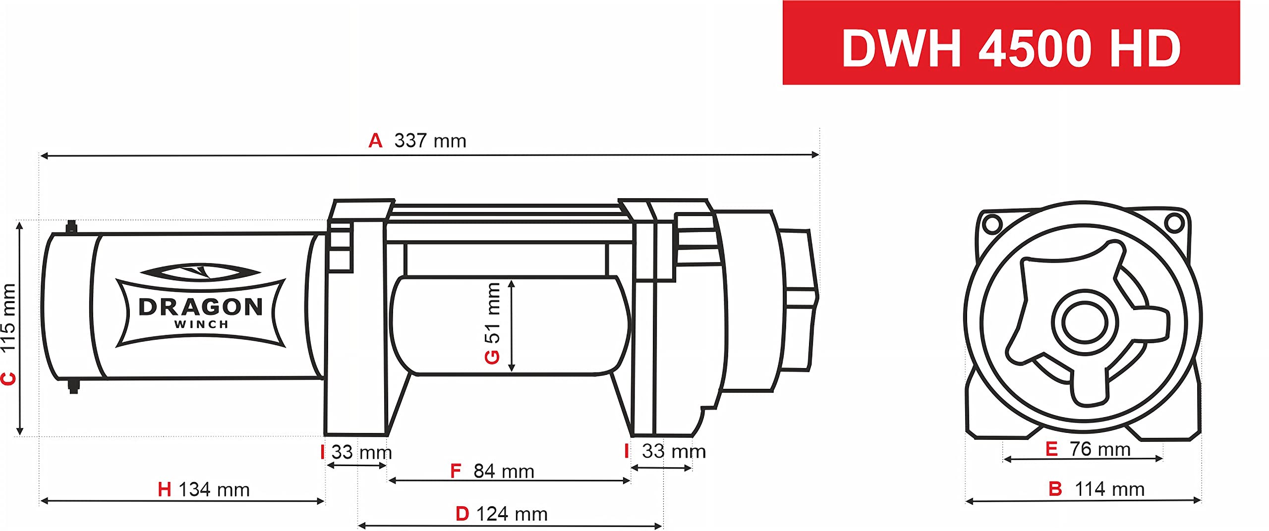 Dragon Winch Cabrestante eléctrico Highlander 12V | 4500 lbs 2041kg con Cuerda Sintética 15m para arados, quads, ATV UTV | Resistente al agua + control remoto inalámbrico y accesorios para Cabestrante