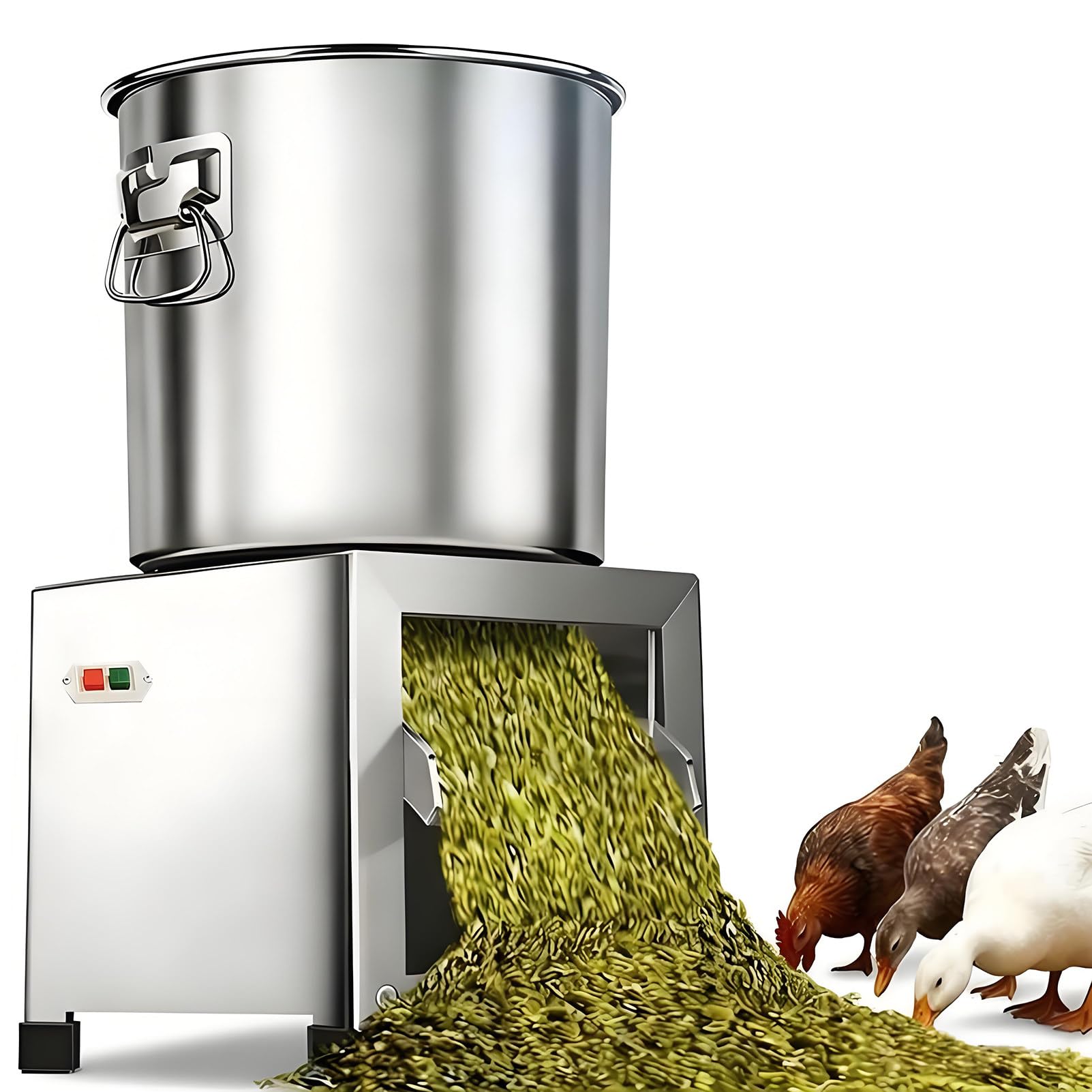 Picadora y Trituradora para Procesamiento de Alimento para Aves, de Acero Inoxidable de Alta Resistencia con 4 Cuchillas, Corte Rápido de 1800 RPM, para Vegetales, Granos, Maní 1200W