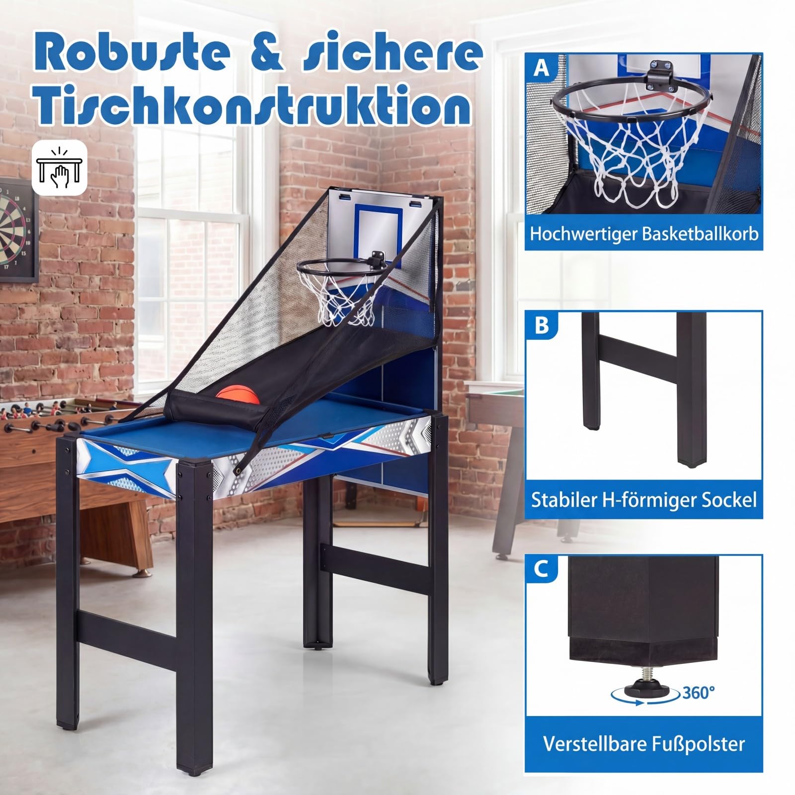 GOPLUS 6 w 1 stół do zabawy, wielofunkcyjny stół z hokejem powietrznym, koszykówką