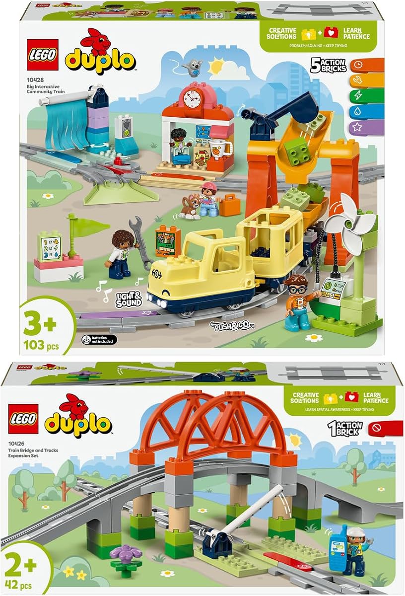Lego Duplo Railway Set: 10428 Large Interactive Railway & 10426 Railway Bridge and Rails - Expansion Set