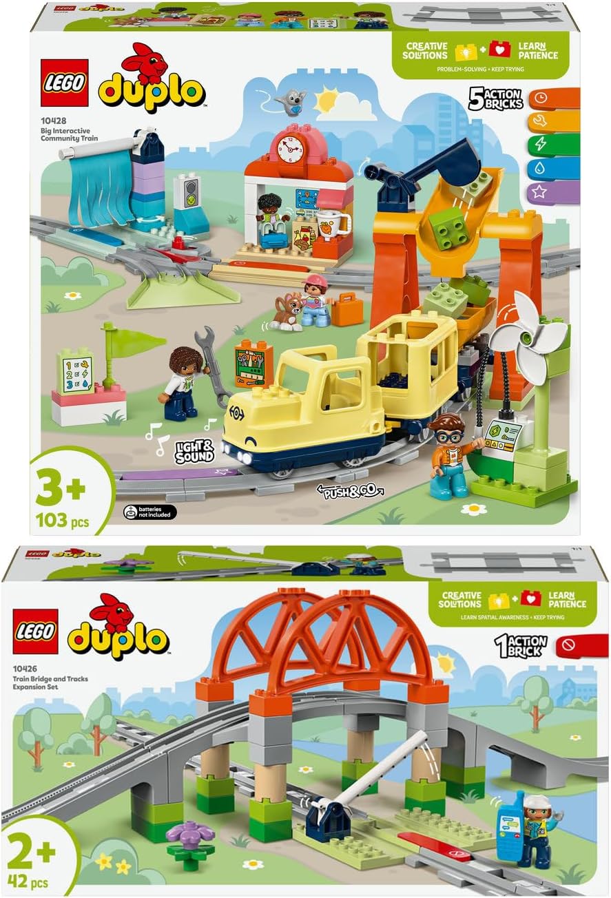 Lego Duplo Railway Set: 10428 Large Interactive Railway, 10426 Railway Bridge and Rails & 10425 Railway Tunnel and Rails
