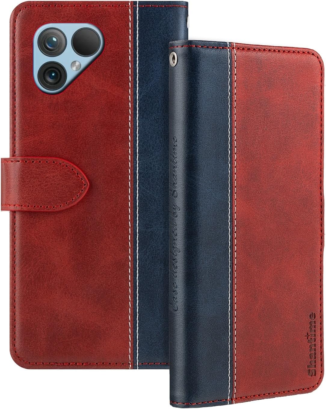 Leather Flip Case Compatible with Fairphone 5 Case with Card Holder RFID Blocking Magnetic Kickstand Slim Fit Business Protective Cover(Red)