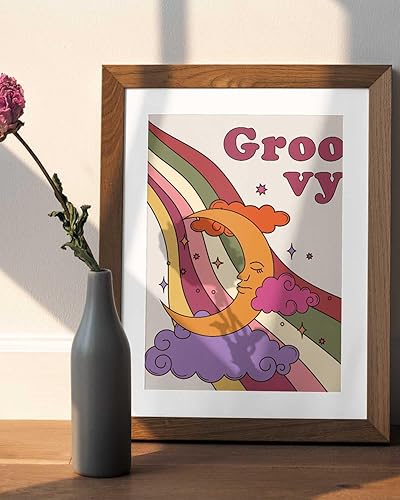 Miniatura 6 de ARPEOTCY Decoración de pared hippie de los años 70, impresiones artísticas de pared retro de mariposa, estética moderna para dormitorio, sala de