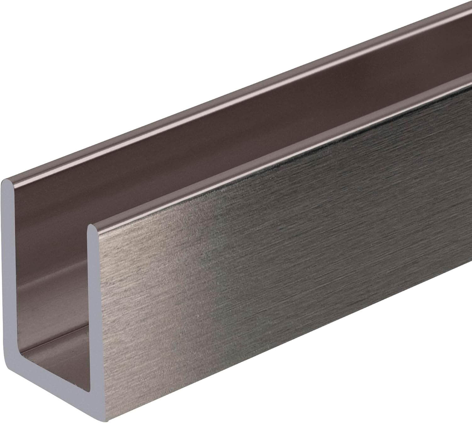 CRL Brushed Nickel Frameless Shower Door Aluminum Deep U-Channel for 3/8" Thick Glass - 12 ft Long