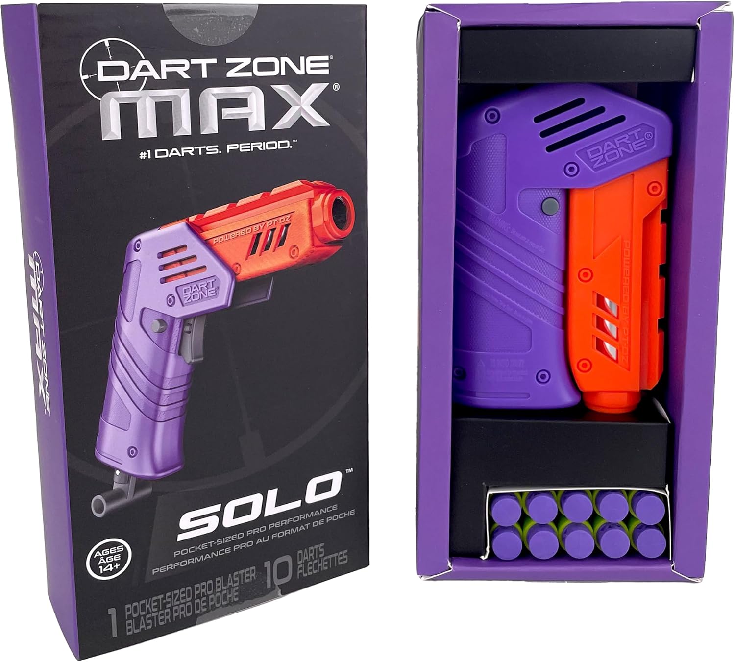 DART ZONE Max Solo Pro Foam Dart Blaster Pistol – 120 FPS Single-Shot Foam Dart Blaster for Adults – Mini Foam Blaster for Ages 14+ with 1 Dart Capacity, Quick Fold Action & 10 Darts – 120 ft Range image 8 of 9 B0D7QPSDSC