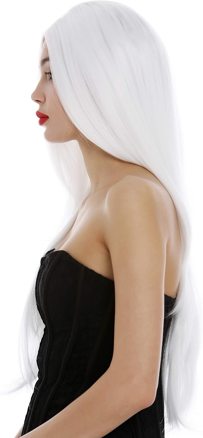 WIG ME UP - 3217-1001 Lady Wig very long parting layered straight sleek white Fairy Elf, white (1001) - Image 4