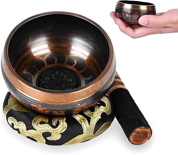 Tibetan Singing Bowls Meditation Set Large Singing Bowls Set of 3 Pcs with Singing Bowl and