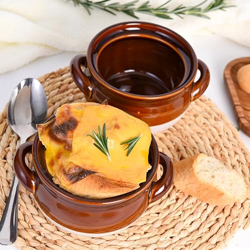 Miniatura 6 de Vumdua Tazones de sopa de cebolla francesa con asas, 28 onzas de cerámica, tazones de sopa a prueba de horno para chiles, cereales, tartas de olla,