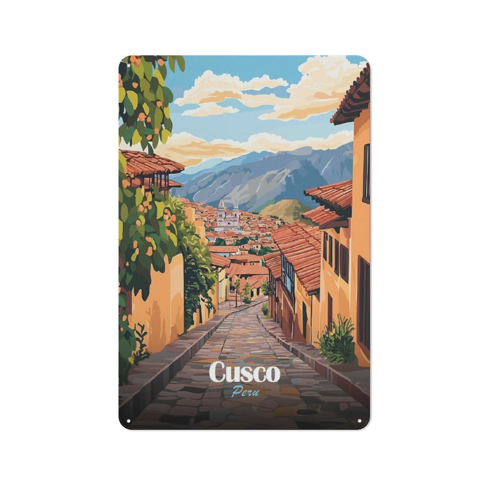 Shed Style Cusco, Peru Cityscape(2) Tin Sign 30x20cm, Utility Space Decor for Greenhouse, Garden Room, Cafe Or Entryway