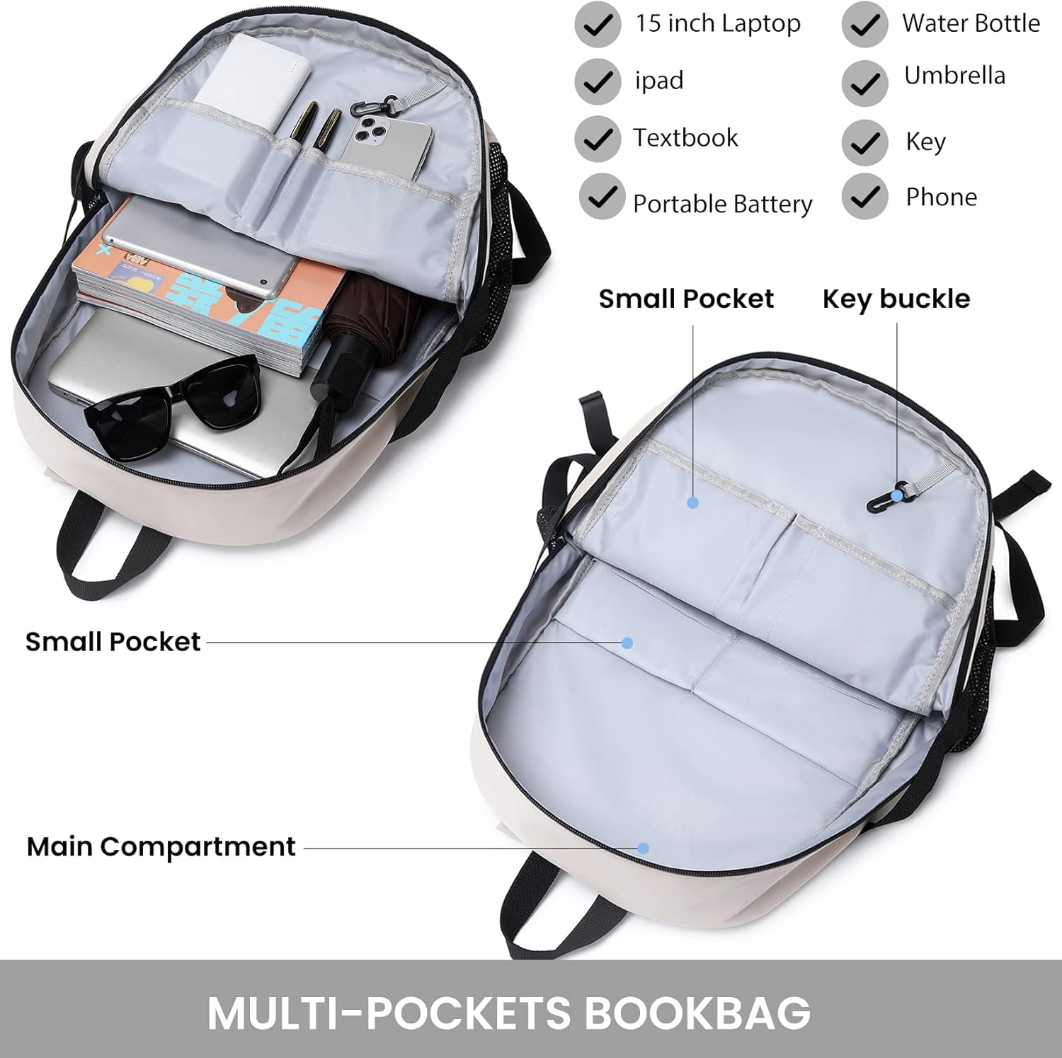 MIRLEWAIY Classical School Backpack Lightweight Bookbag Casual Daypack Travel Work Bag For Teenagers College Girls boys - Image 7