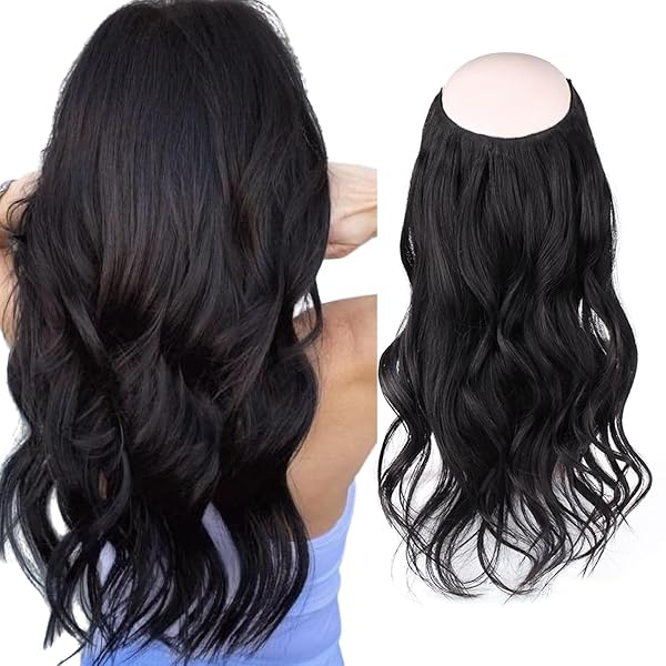 Sassina Invisible Wire Hair Extensions Real Human Hair with Transparent Wire Adjustable Size Secure Clips Natural Straig