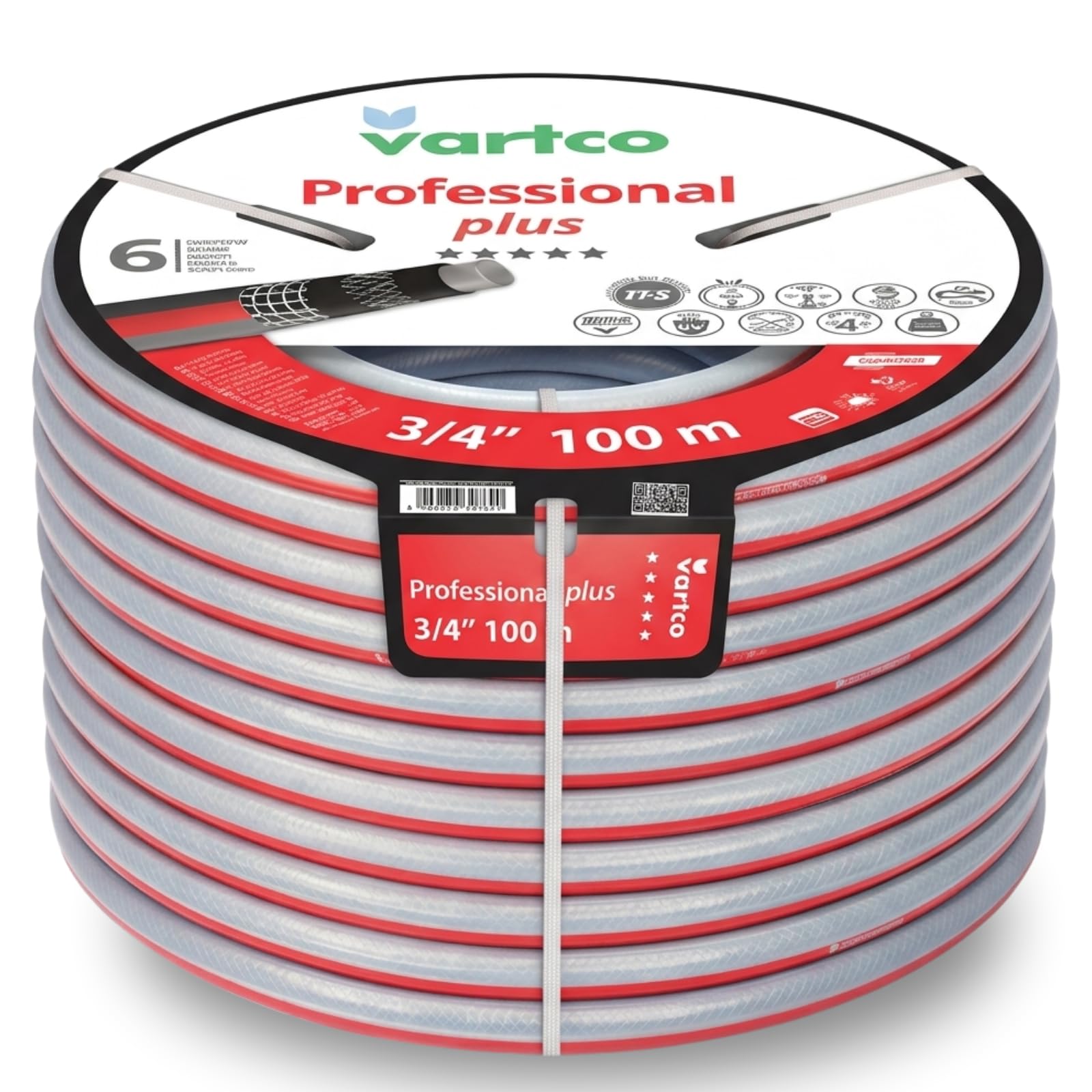 Professional Plus 6-lagiger Gartenschlauch 3/4" 100m – Trinkwasserschlauch Lebensmittelschlauch – Torsion-Free System (TFS) – Flexibel, UV-beständig, 30 Bar