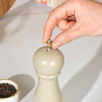 Salter Olea Salt and Pepper Mill, Adjustable Ceramic Grinder, Beige