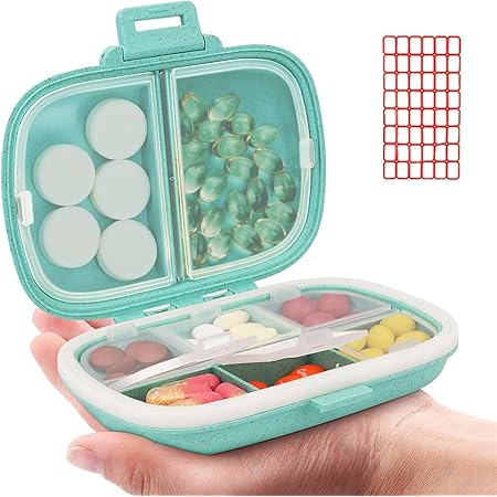Amazon Com Daily Pill Organizer 8 Compartments Portable Pill Case Pill Box To Hold Vitamins Cod Liver Oil Pill 1 Blue Health Personal Care
