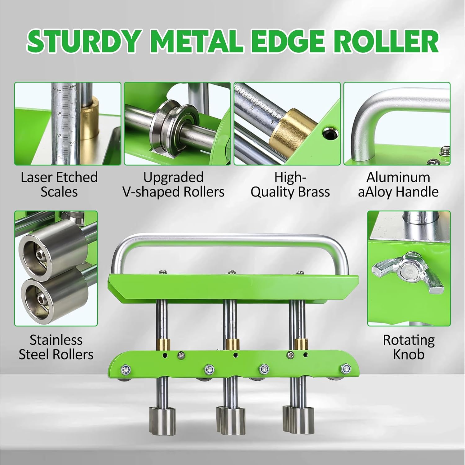 Three-Station Edge Roller Bender 0-90°Bending Angle Adjustable for 29 to 22-Gauge Steel,Making 5/8" to 4" (16 to 102 mm) Bends Large Sheet Metal Bender
