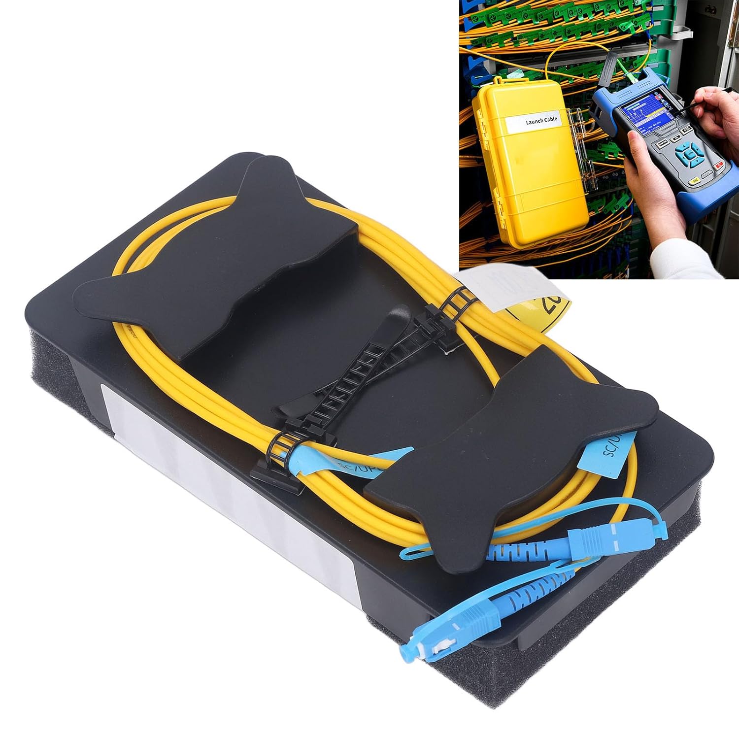 Walfront OTDR Cable Box Water Proof and Dust Proof ABS Material Network Testing for SM 1310/1550nm Single Mode Fiber Test Cable