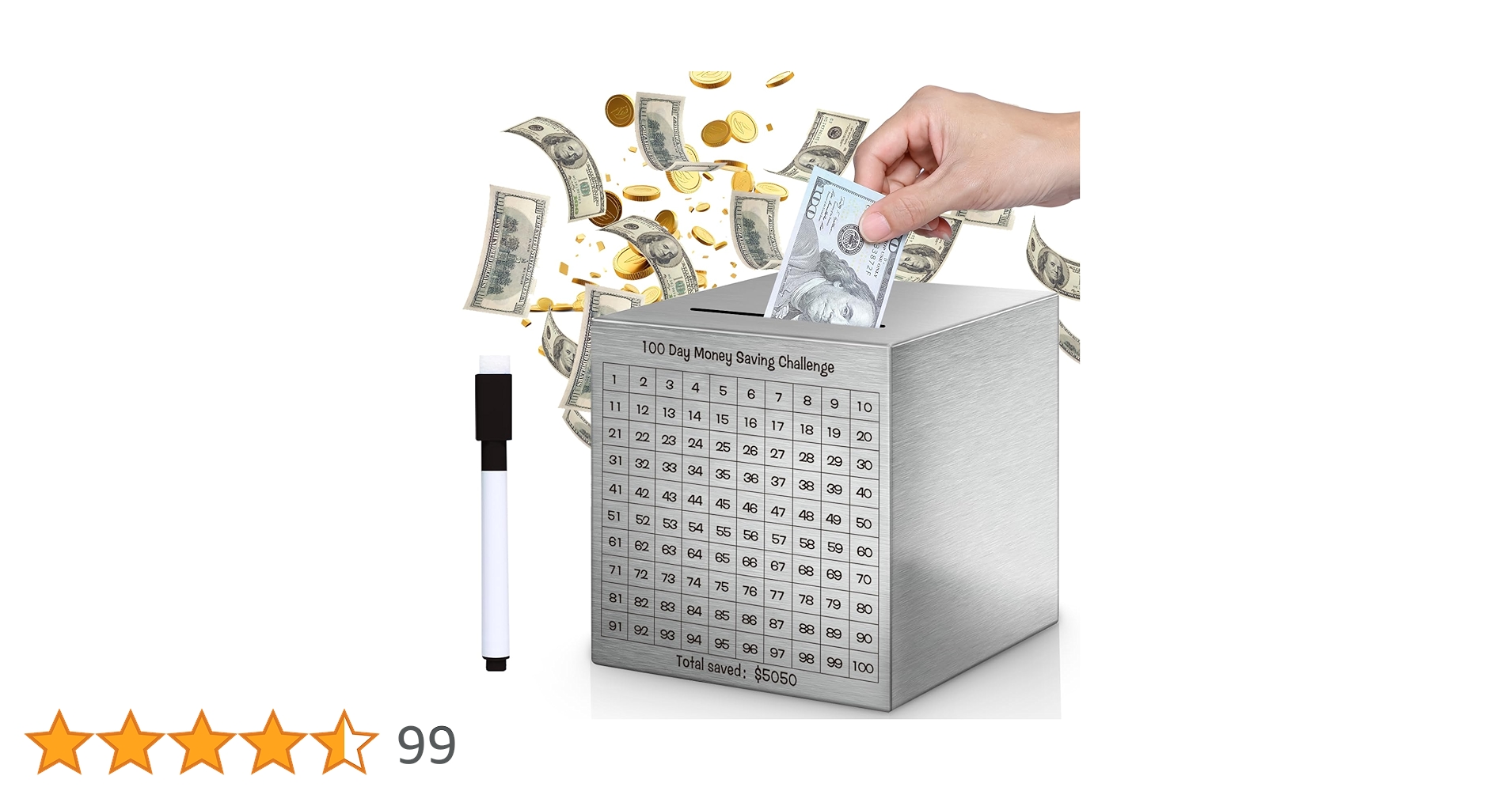 Money Saving Box, Unbreakable Piggy Bank for Adults Save