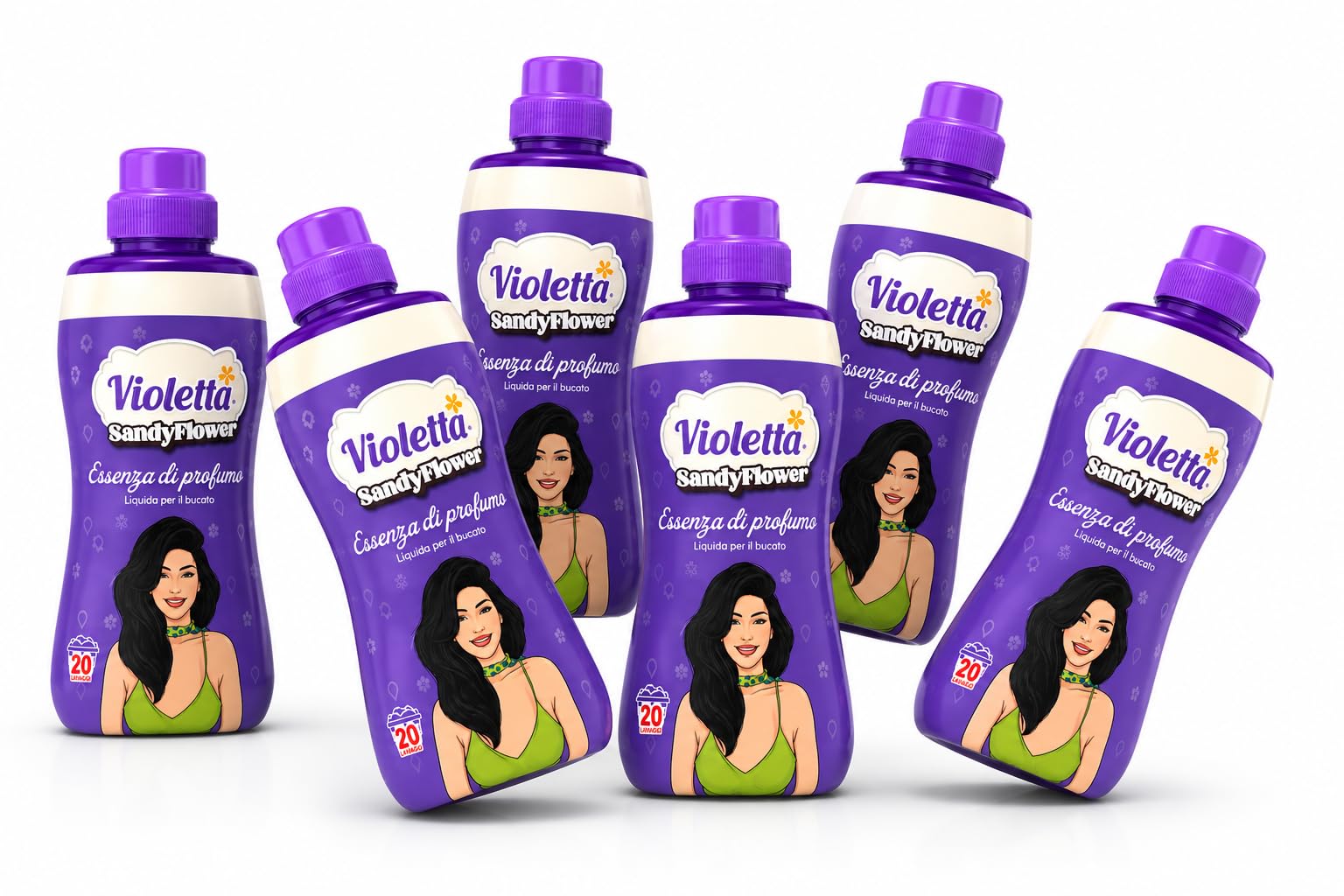 Profumo per Bucato, Essenza Sandy Flower – Profumatore Concentrato per Lavatrice, Fragranza Floreale Intensa e Persistente, Fino a 20 Lavaggi, Profumo per Tessuti, Biancheria - 6 Unita da 400ml