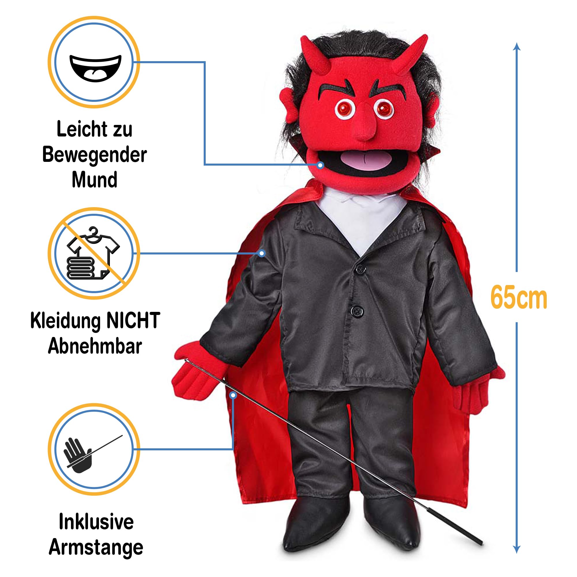 25" Devil w/ Glowing Eyes Full Body Puppet by Silly Puppets
