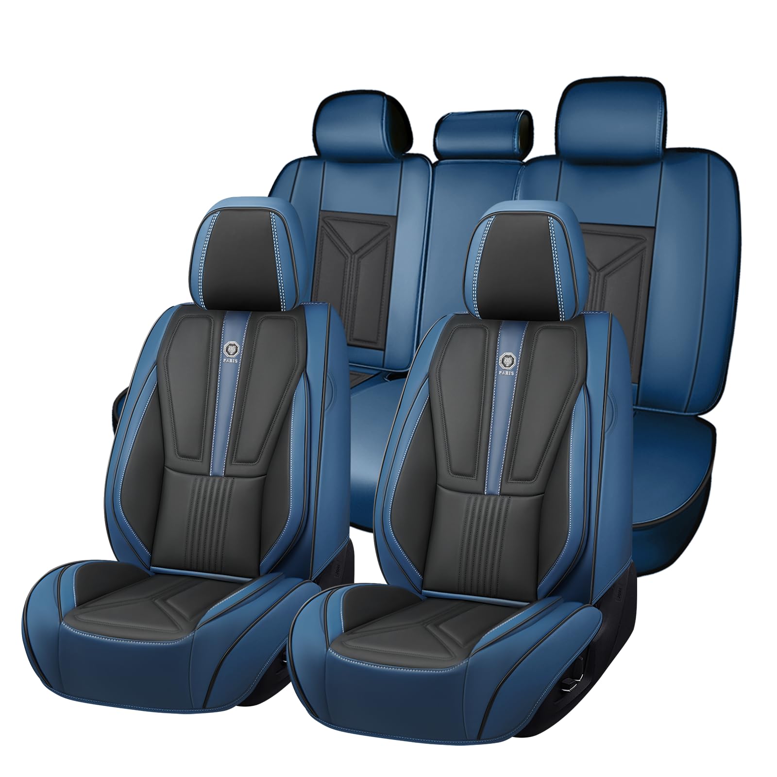 Arazi Nappa Leather Full Seat Covers (Black & Blue)