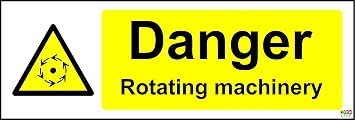 Danger Rotating Machinery Sign - 1.2mm Rigid Plastic 300mm x 100mm