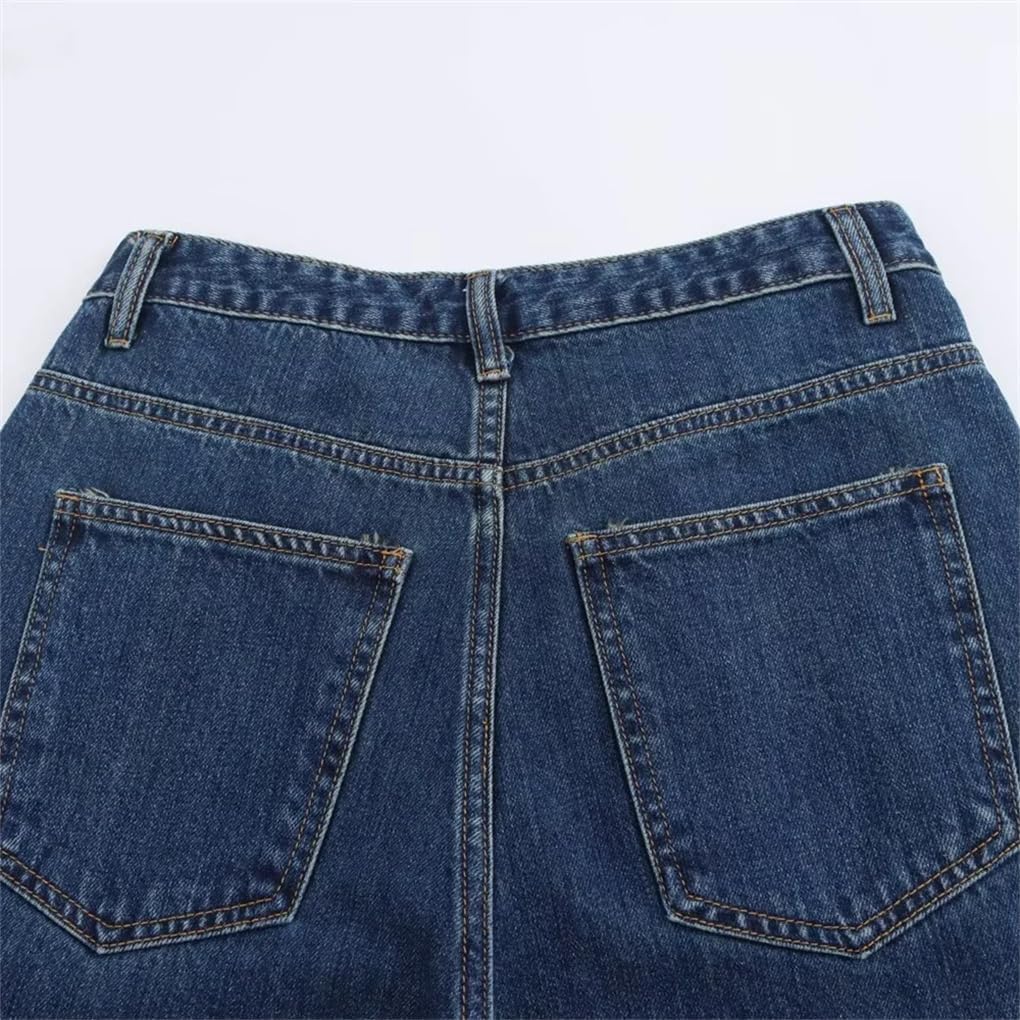 Women's High Waist Wide Leg Straight Jeans