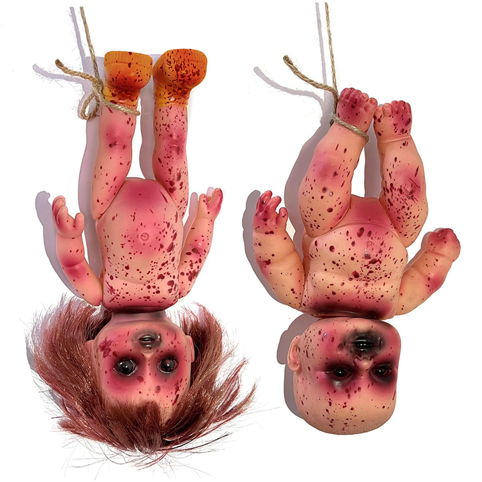 Vervevum Girls And Boy 2 Pcs Creepy Doll Bloody Died & Boy 10 In Halloween Scary Haunted Doll Hanging Pvc Portable Horror Dolls For Haunted House, Prank Game, Living Dead Dolls