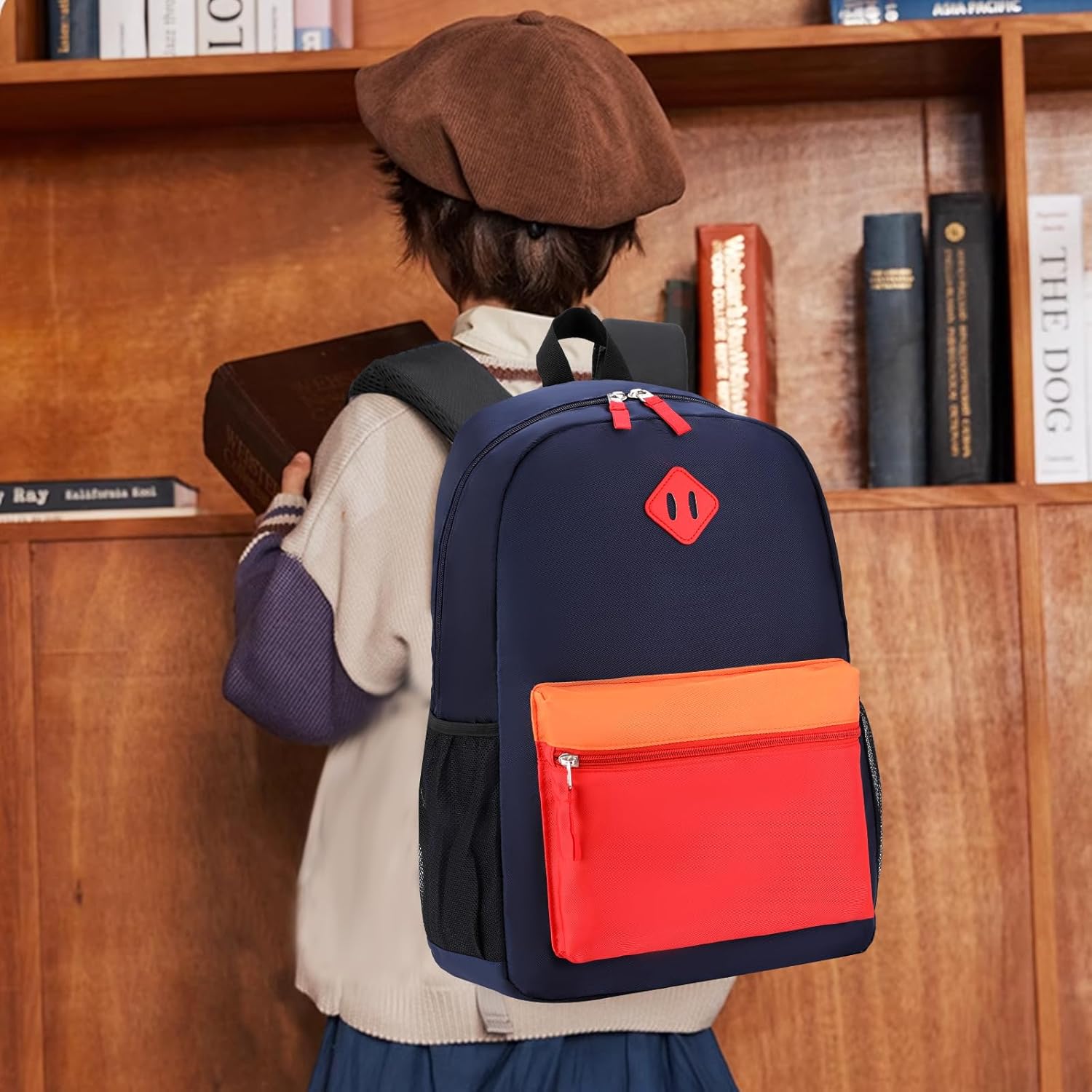 Toddler Backpack, Preschool Backpack for Kids Boys and Girls Kindergarten Preschool Bookbag with Chest Buckle 3-6 Years (Navy Red, Medium-15inch) - Image 7