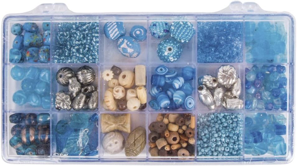 RAYHER Beads Box, Indian Turquoise, 21 x 11.3 x 2.2 cm