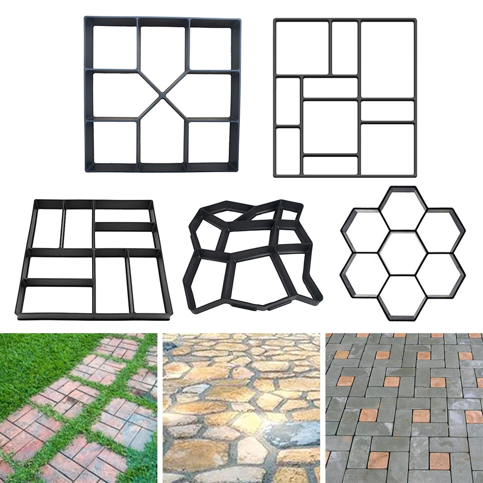 Molde Para HormigóN,Moldes Hormigon Impreso Moldes de hormigón Molde de ruta DIY Reutilizable Reutilizable Pavimento Molde Cemento Molde de ladrillo Molde de piedra Piso de jardín Road Pave Scaper(C 4