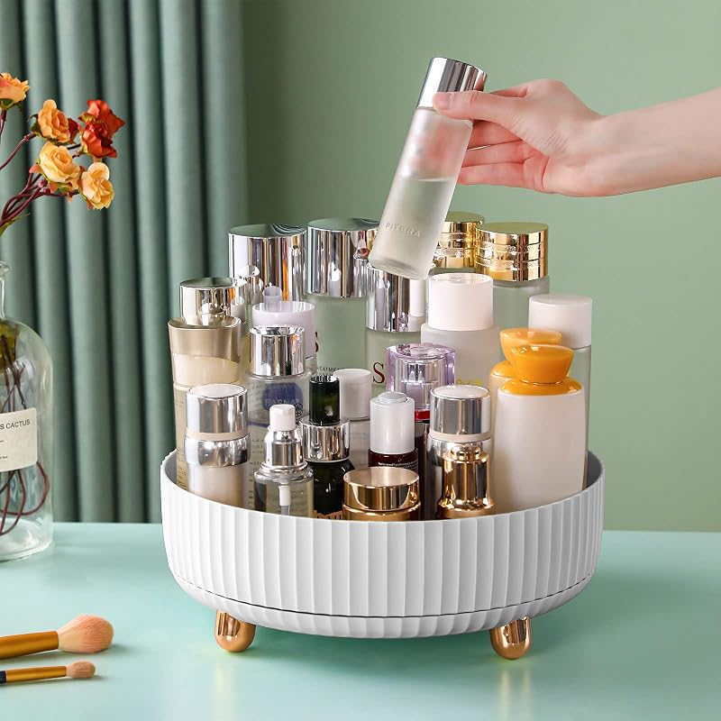 Organizador Giratório de Maquiagem e Perfumes funest em Plástico Branco, 21,59 cm