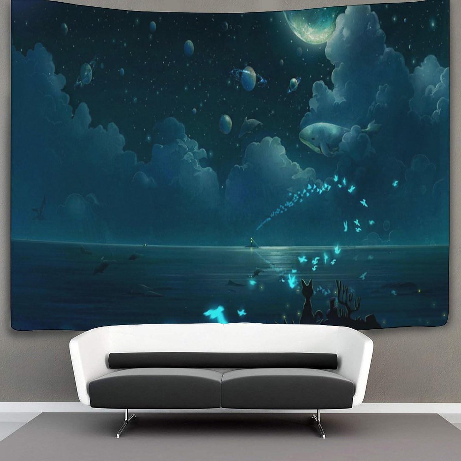 kaiyun Enchanted Nightscape Tapestry,Holidays Wall Art Aesthetic Home Decoration for Living Room Dorm 130cmx150cm