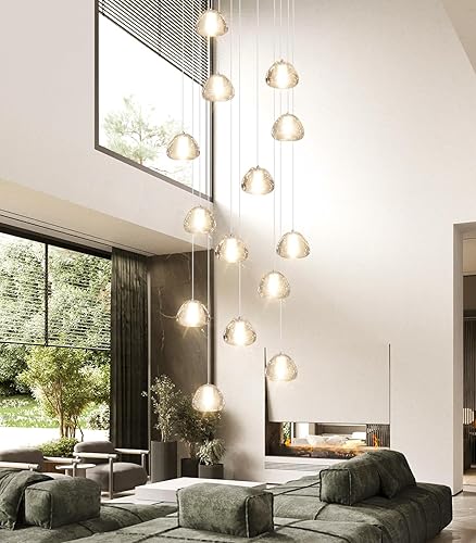 Miniatura 5 de Candelabros modernos de 14 luces para entrada de techo alto, escalera, luces largas, lámpara de techo LED, luz de techo de burbujas, ajuste de