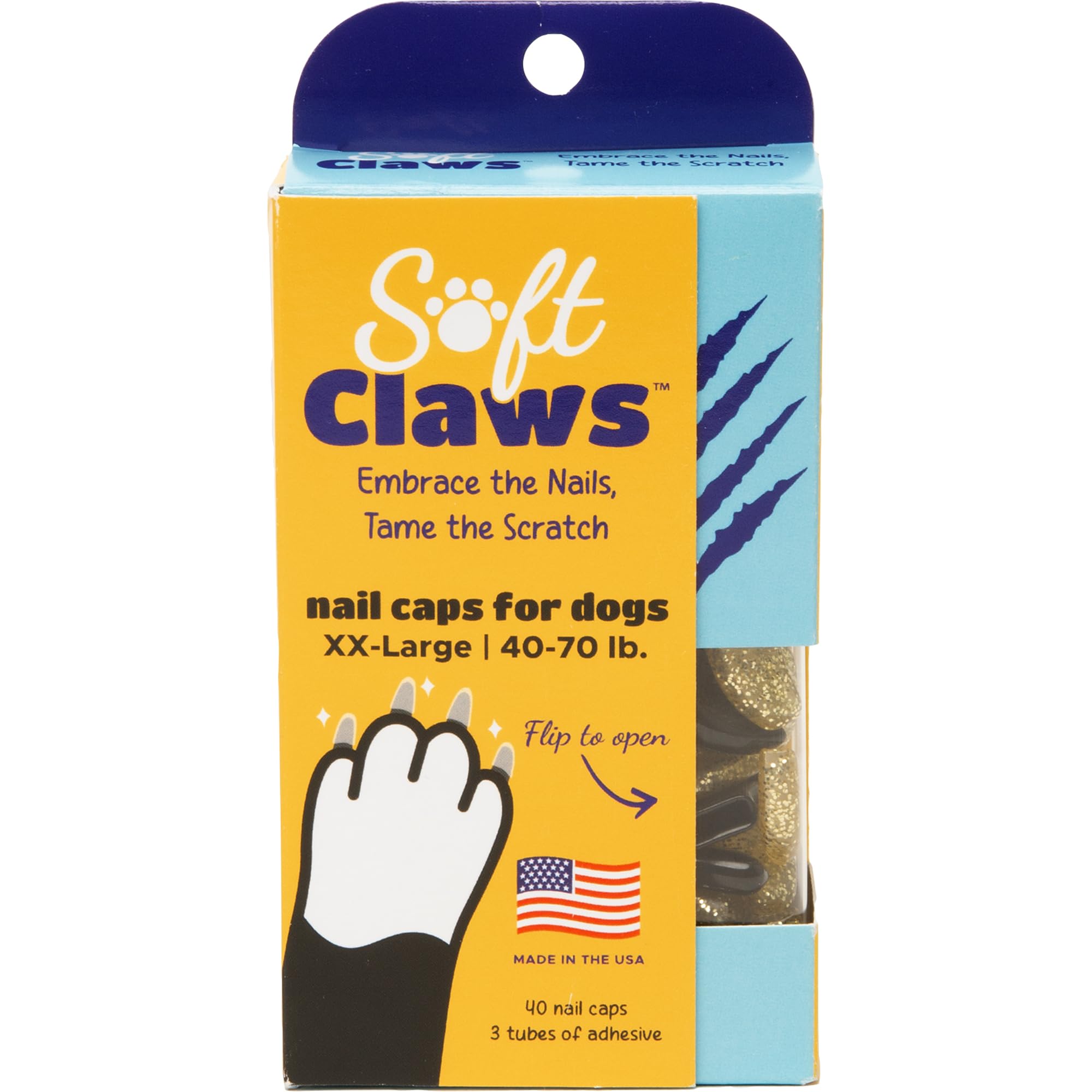 Soft Claws Dog Nail Caps, 40 Caps, XX-Large