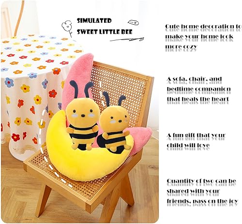 Miniatura 4 de 2 piezas de animales de peluche de abejorros suaves para decoración de fiesta, 7.9 pulgadas