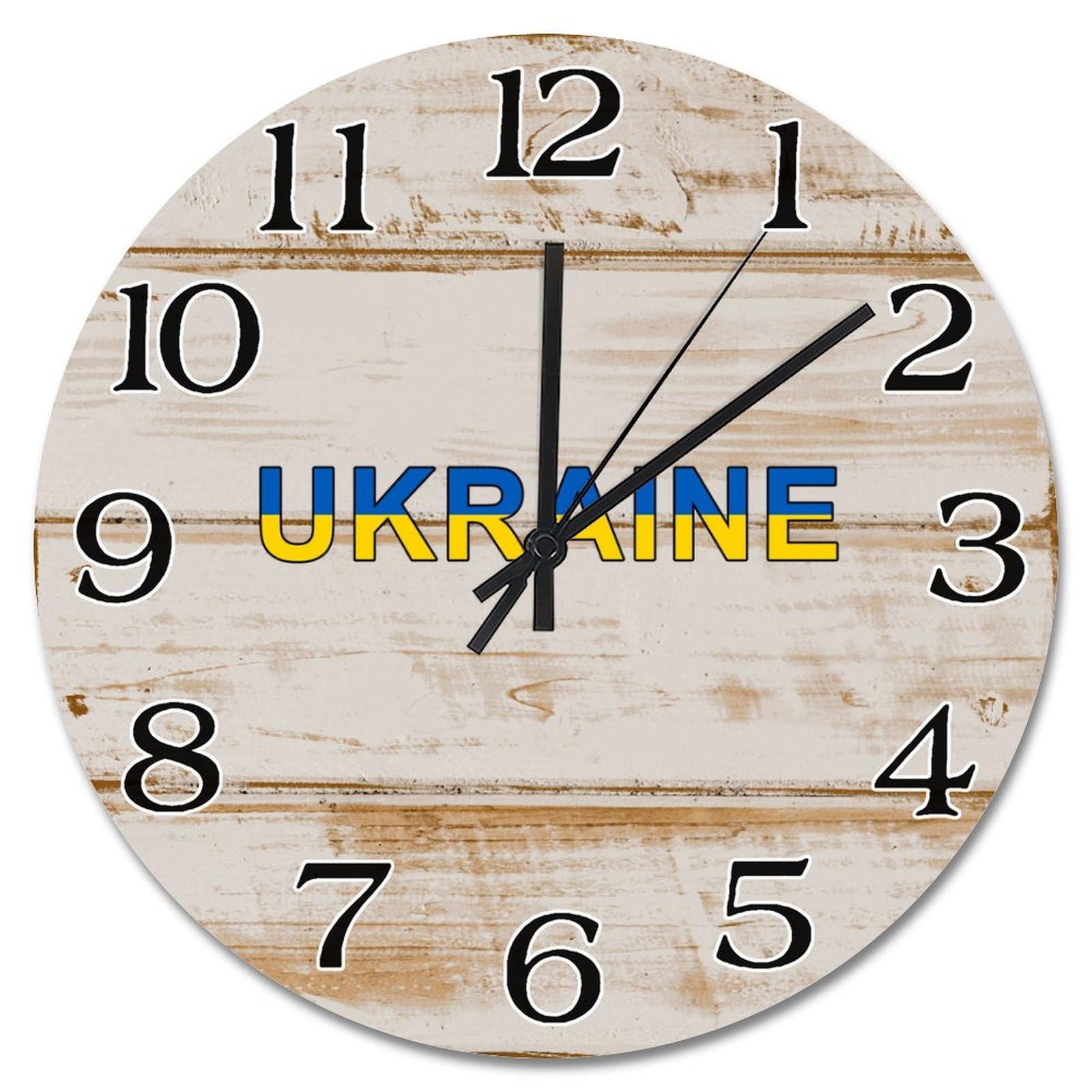 Grande horloge murale Ukraine de 38 cm rustique et silencieuse à piles