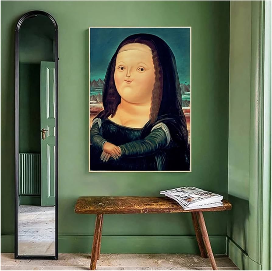 Amazon.co.jp: 漫画面白いモナリザポスターキャンバス上の有名な油絵