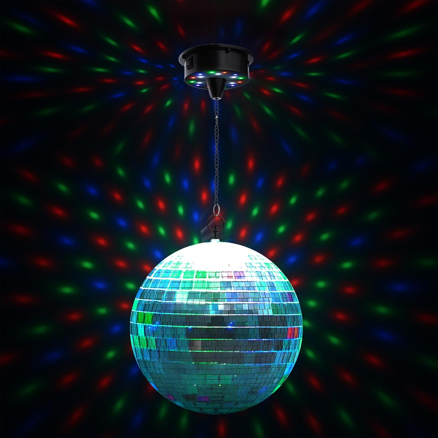 Yescom 12" Large Disco Ball with Motor Rotating 6RPM 18 RGBW LED Lights for 70s 80s Party DJ Bands Dance Club Bar Wedding Birthday Event Holiday Decor