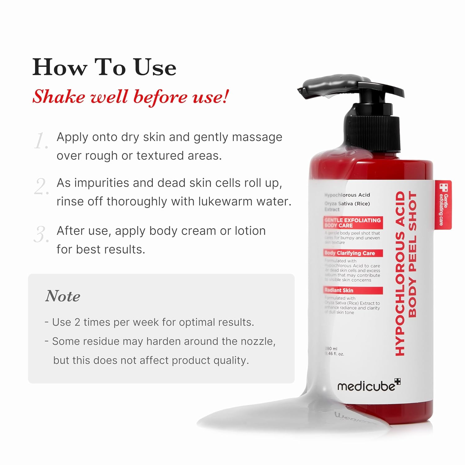 medicube Body Peel Shot with Hypochlorous Acid | Gentle Body Exfoliating Serum for Dead Skin Cells, Rough Patches & Uneven Texture | Rice Extract, Panthenol for Hydrating & Smoothing Care | 9.46 fl.oz - Image 6