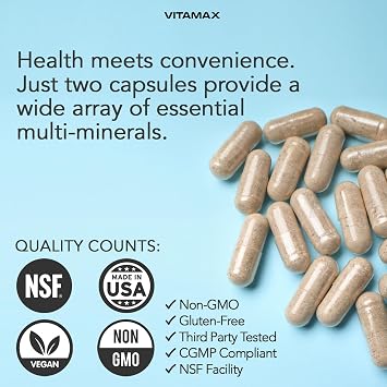 Vitamax Pure Himalayan Shilajit Supplement, Sea Moss, Ashwagandha, Bladderwrack, Gingko Biloba, Organic Capsules & Trace Mineral for - Non-GMO - Vegan - Men and Women Made in USA