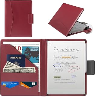CoBak Premium PU Leather Case for Remarkable Paper Pro 11.8" (2024) – Slim Magnetic Back Cover with Auto Sleep/Wake, Folder Design, Magnetic Pen Holder Strap, Red Leather