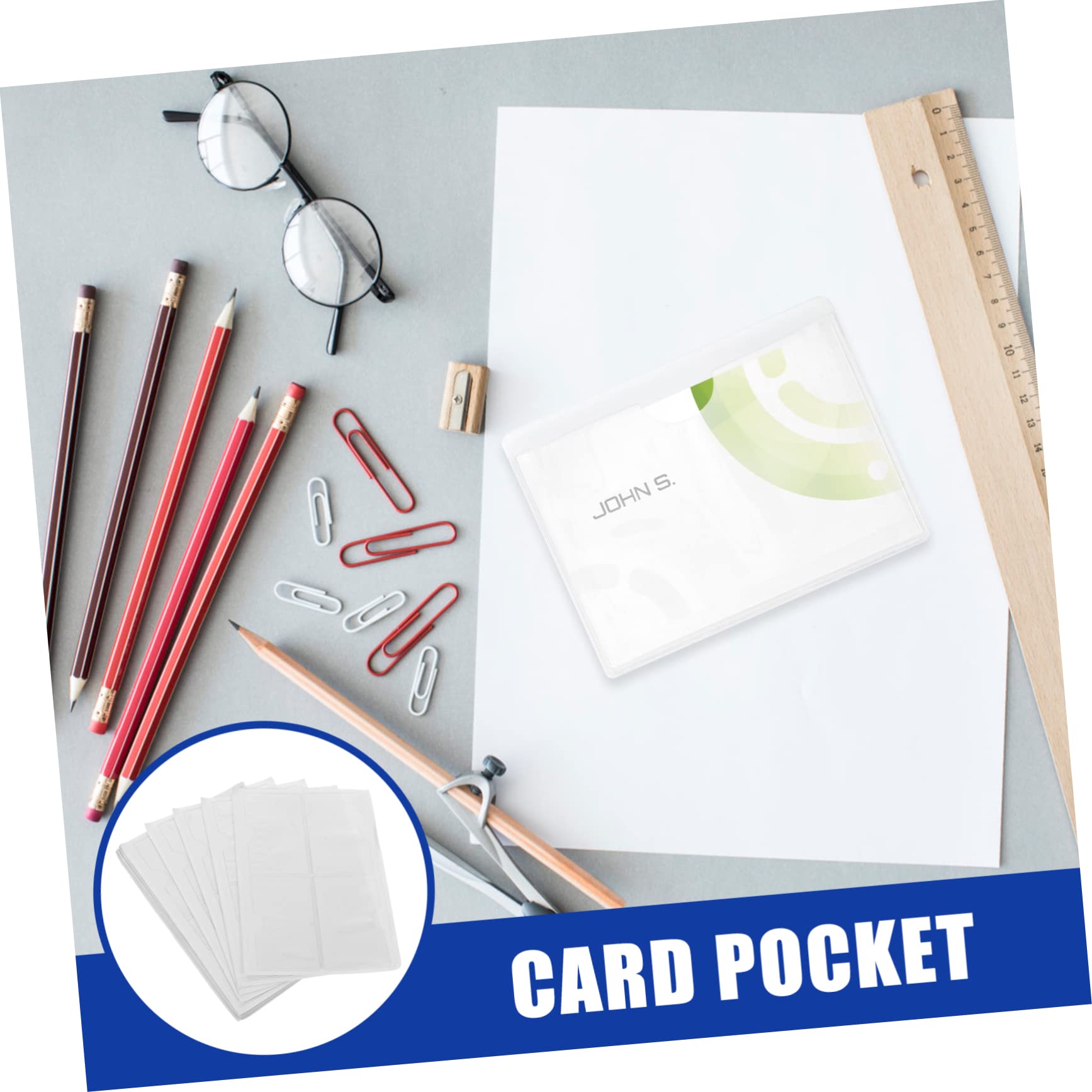 Amazon.com: ROMISBABA 100pcs Self-adhesive Card Holders Pocket Sleeves for Business  Cards Top Open Adhesive Pockets for Organizing Index and Small Items Easy  to Use : Office Products