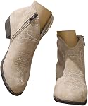 Women's Short Ankle Boots Low Heel Western 𝐂owgirl Cowboy Boots For Women Vintage Slip on Round Toe Side Zipper Chunky Block Short Booties Casual V Cutout Dress Short Fall Boho Boots